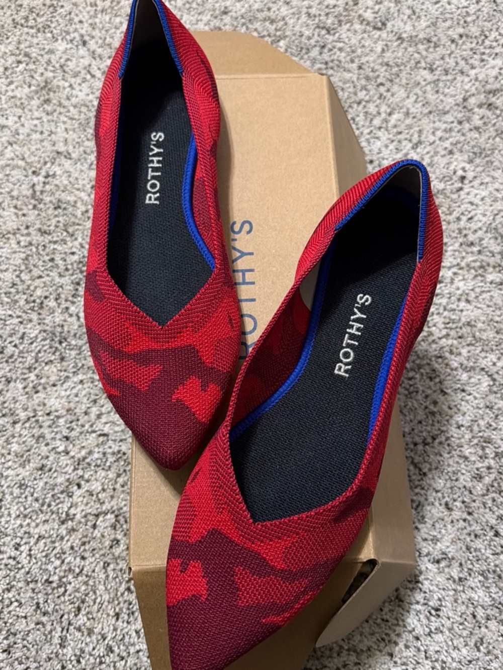 Rothy's Women's Red Camo Pointed Knit Flats